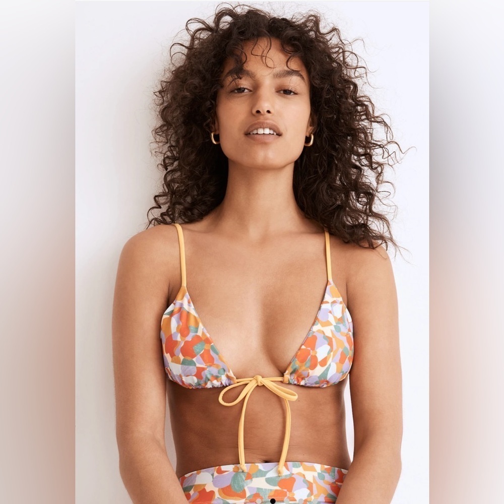 Madewell x OOKIOH Ipanema String Bikini Top in Floral Print Size Medium NWT